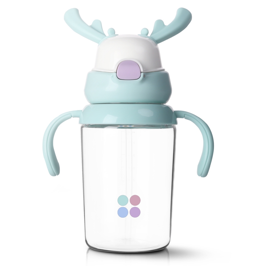 กระติกน้ำฝึกการดูดสำหรับเด็ก FACE รุ่น 219G สีเขียว ลายเขากวาง 450 ML_0